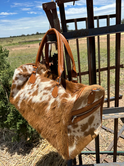 cowhide travel bag weekender