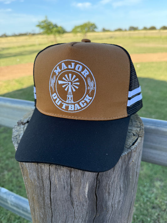 Blaze Tan/Blk Trucker Cap