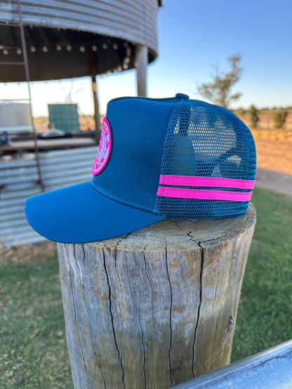 The Blaze Trucker - Teal & Pink