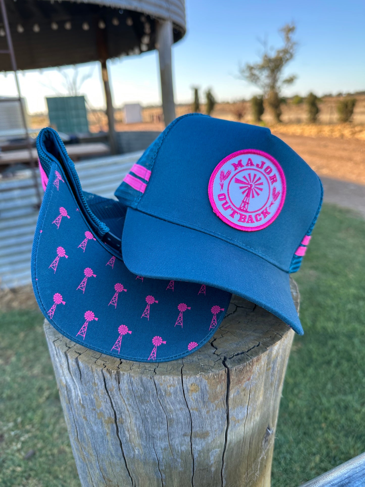 The Blaze Trucker - Teal & Pink