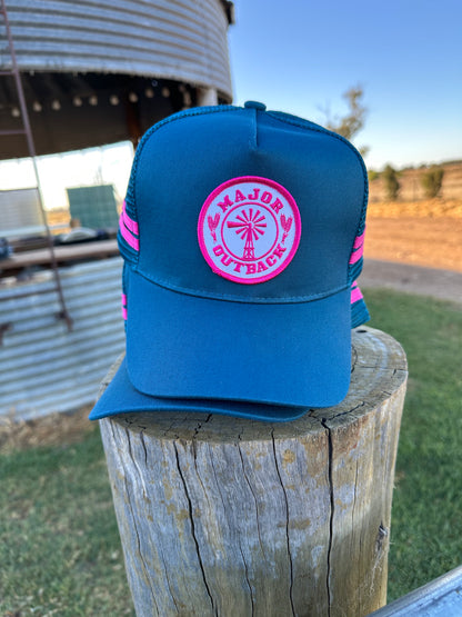 The Blaze Trucker - Teal & Pink