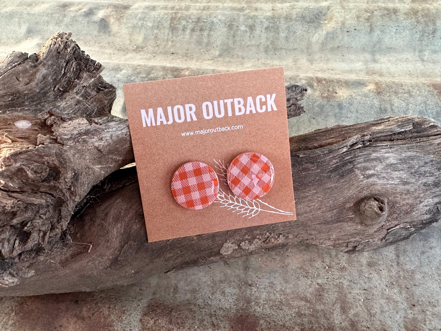 Gingham Clay Studs - 20mm