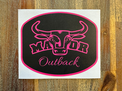 bumper sticker decal major outback bull head logo pink