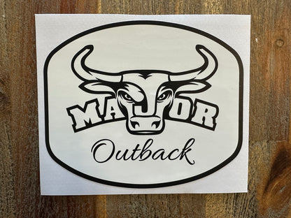 bumper sticker decal major outback bull head logo