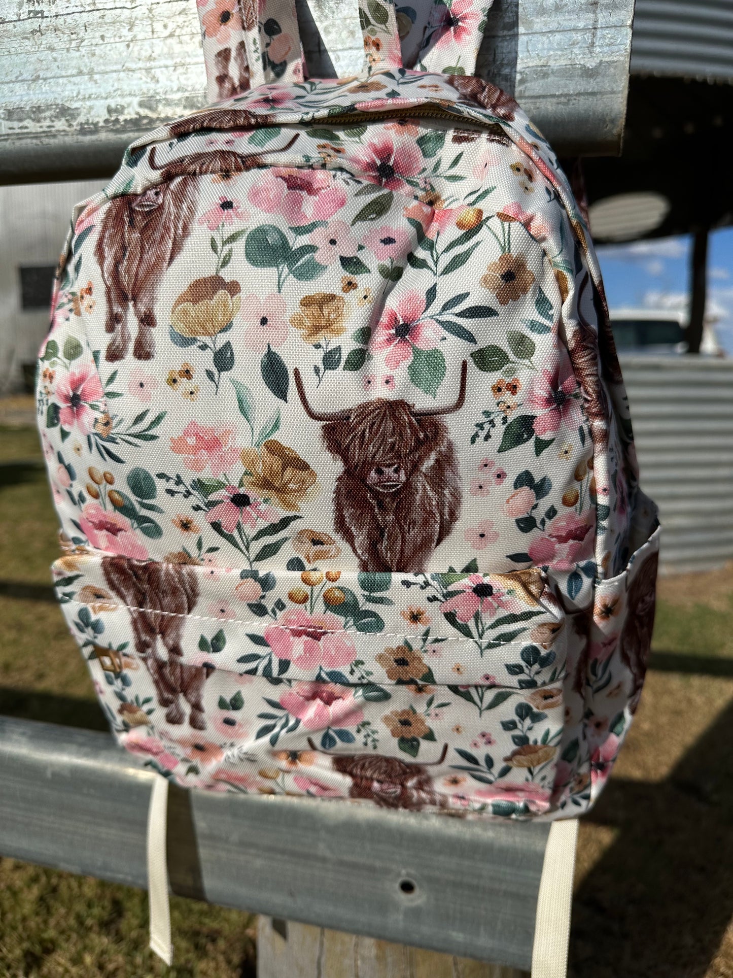 Highland Cow Backpack - White