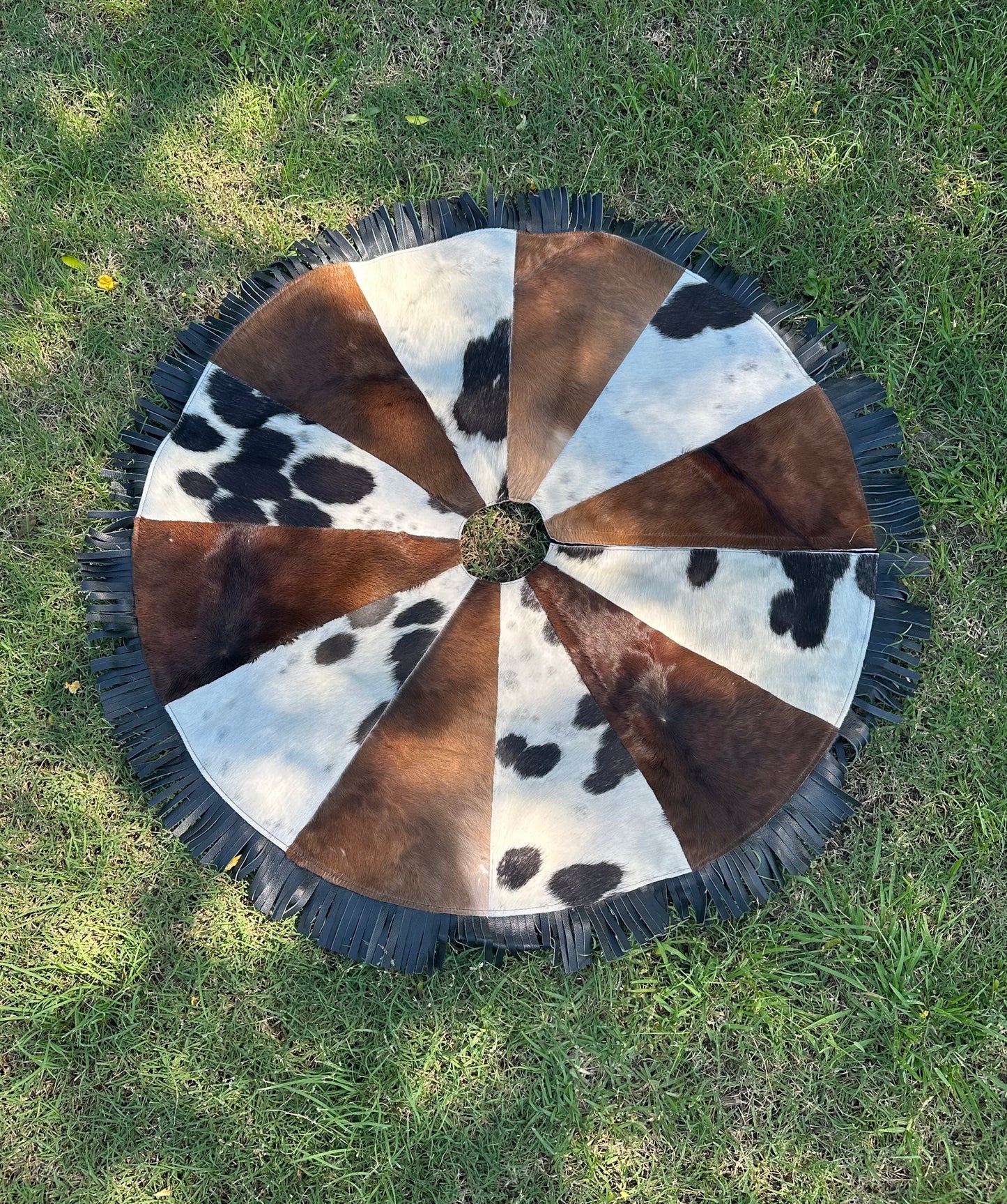 Cowhide Christmas Tree Skirt - 01