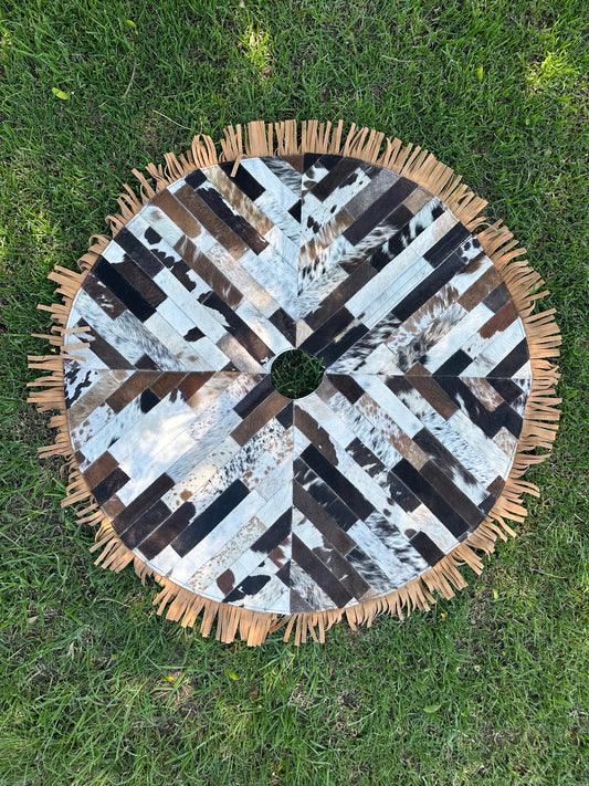 Cowhide Christmas Tree Skirt -03