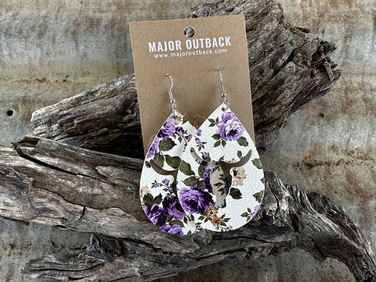 Longhorn Floral Teardrop Dangles