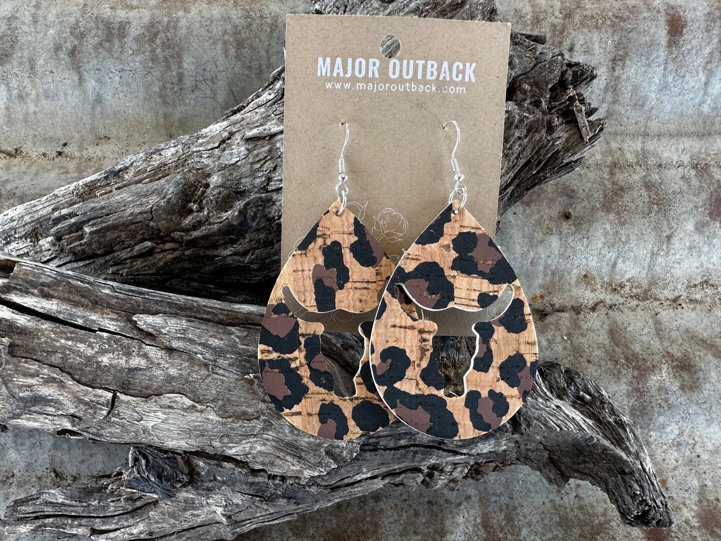 Leopard Print Longhorn Dangles