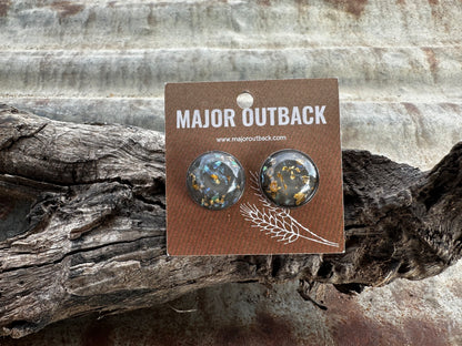 Grey Gold Leaf Studs