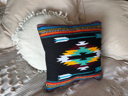 Saddle Blanket Cushion Covers - Black Aztec